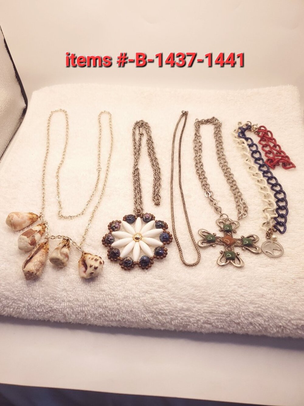 5 Necklaces, items # B- 1437-1441, . wt. 183 grams.